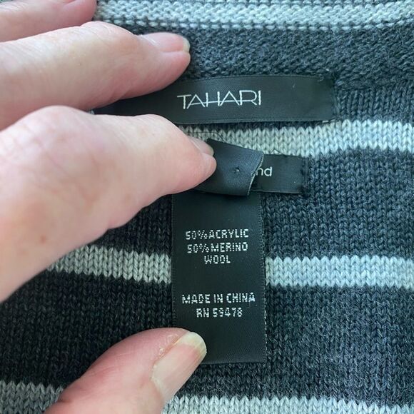 Tahari SWEATER BLAZER CARDIGAN GRAY MEDIUM - Picture 6 of 9